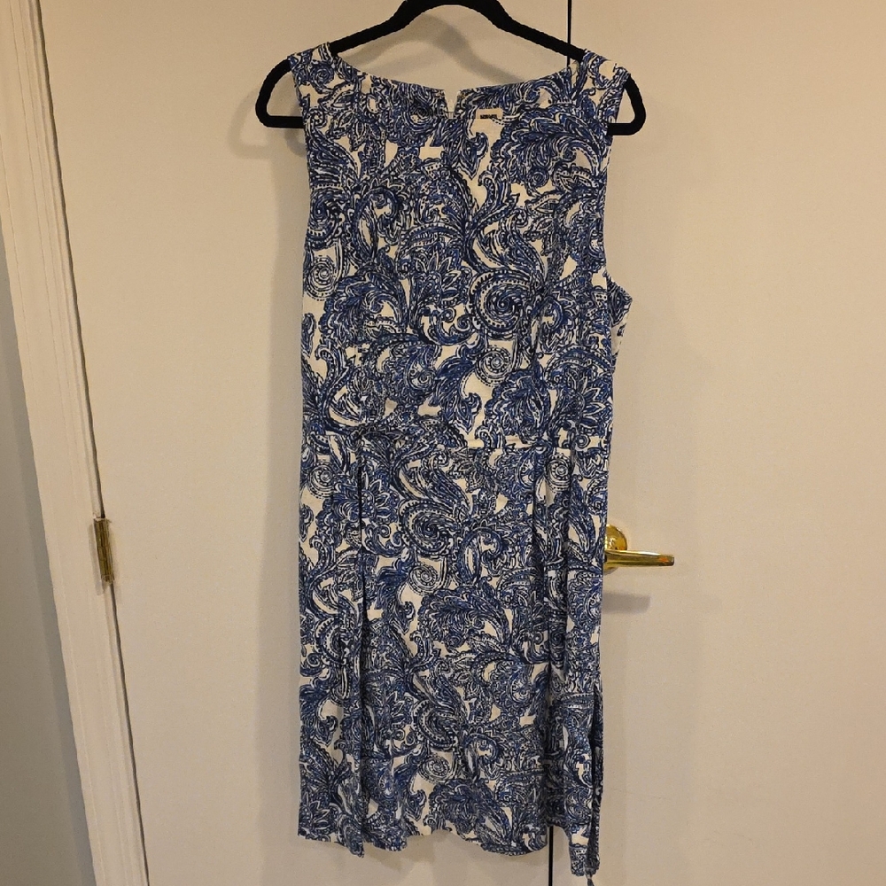 Anne Klein Blue and White Paisley Batik Midi Dress